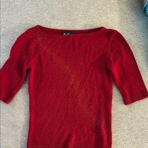 Red Sweater with Rhinestone Detailing